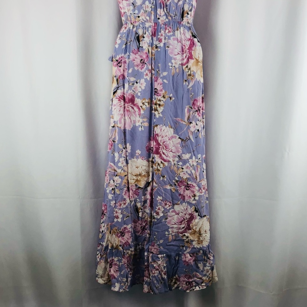 Band of Gypsies faux wrap flutter sleeve maxi Dress pockets XS - Picture 10 of 15